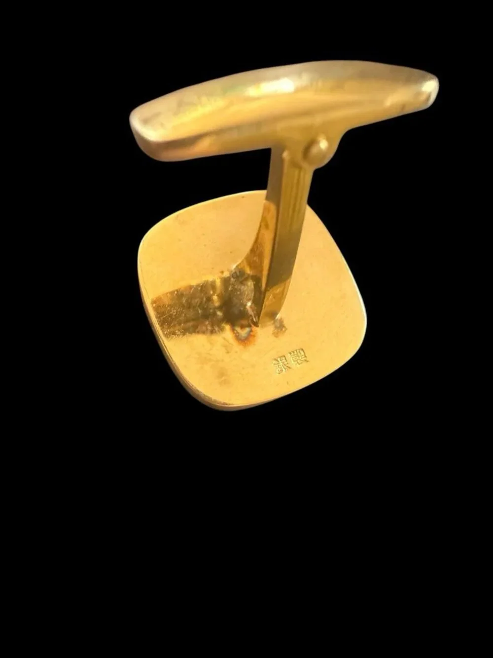 Vintage Japanese Ginsei Silver Black Onyx Cufflinks Gold Wash Stamped
